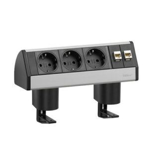 EVOline Dock DATA SMALL / 3x power / 2x RJ45 / 2x clamp / Silver-0