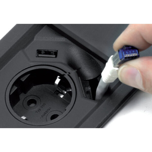 EVOline Square80 with Qi charger / 1x power / 1x USB charger / Black-2462