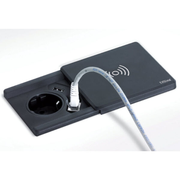 EVOline Square80 with Qi charger / 1x power / 1x USB charger / Black-2463