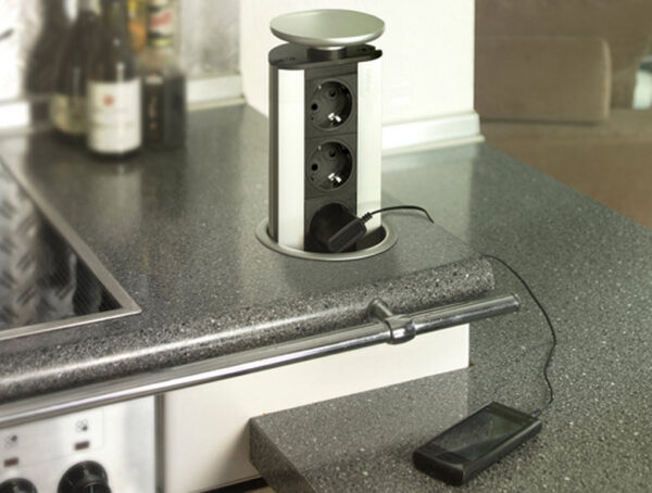 EVOline Port DATA / Stainless steel / 3x pop up socket / 2x RJ45-2480