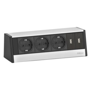 EVOline R-Dock Charger / 3x socket / 2x USB / Covers Black-0