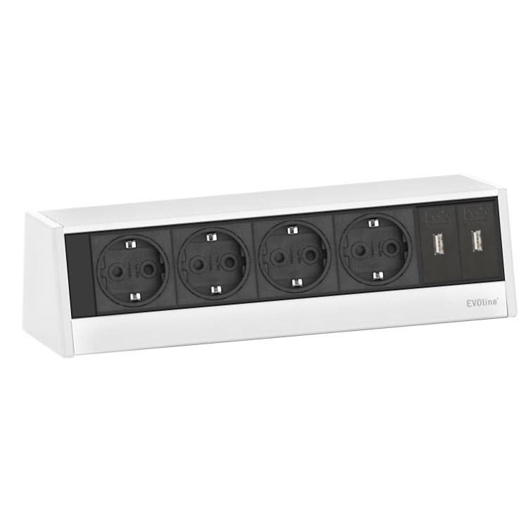 Featured image for “EVOline R-Dock Charger / 4x socket / 2x USB /  White”