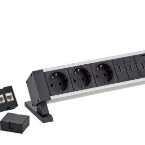 EVOline Dock Square / 2x power / 1x USB charger / Free slot / Silver-3411