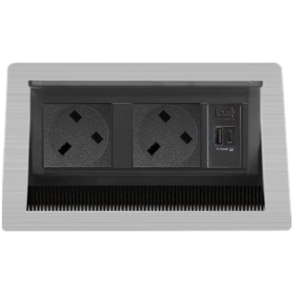 EVOline Fliptop Push S 2x UK power sockets, Double USB charger Type-AC - EVOlineStore