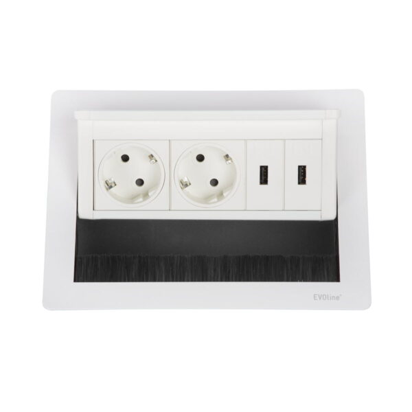 EVOline Fliptop - 2x power - 2x USB charger - Full White