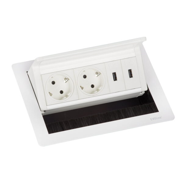 EVOline Fliptop - 2x power - 2x USB charger - Full White