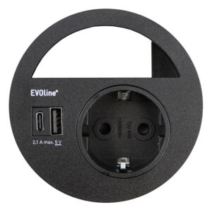 EVOline Circle80 - VDE black - USB-AC - EVOlineStore