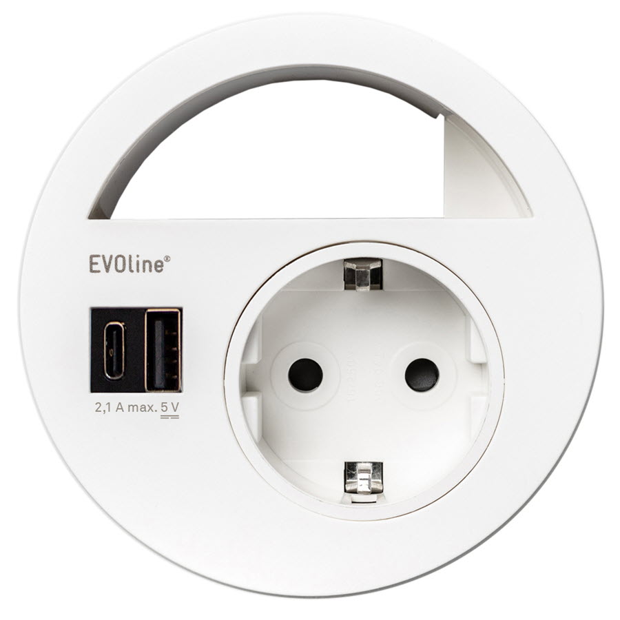 Featured image for “EVOline Circle80 / White / power / USB-AC / cable outlet”