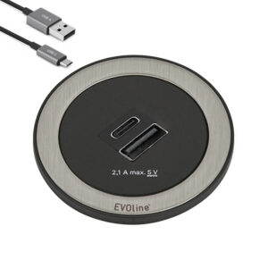 EVOline One - Double USB charger Type-AC Stainless Steel - EVOlineStore