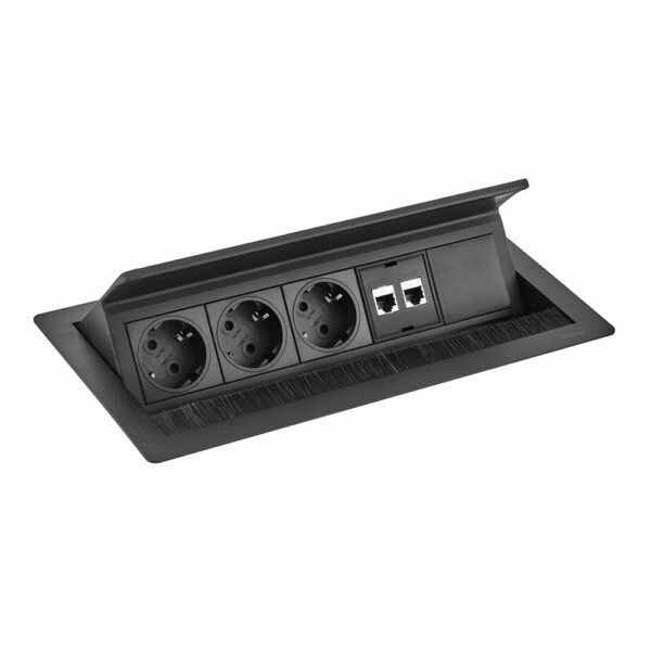 EVOline FlipTop Push-L-black-3x VDE-2x RJ45-1x Free