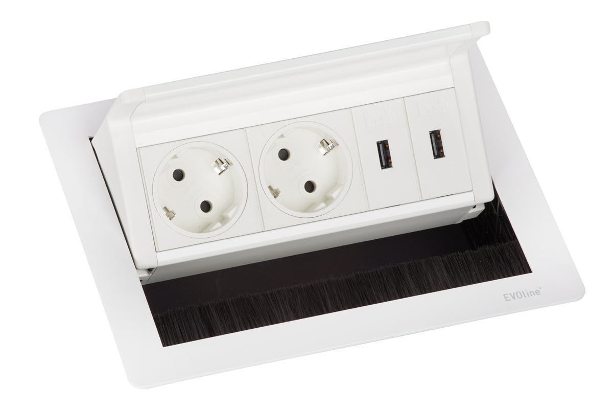 EVOline Fliptop - new Fliptop options - 2x power - 2x USB charger - Full White - EVOlineStore