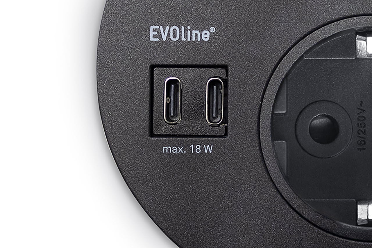 EVOline circle80 double USB charger Type-CC
